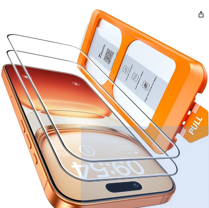 TOCOL Verre Trempé pour iPhone 17 Pro/iPhone 16 Pro, Dépoussiérage Automatique, Sans Bulles, Dureté 9H, Couverture Complète Protection, Coques de Téléphone Compatibles, 2 Pièces