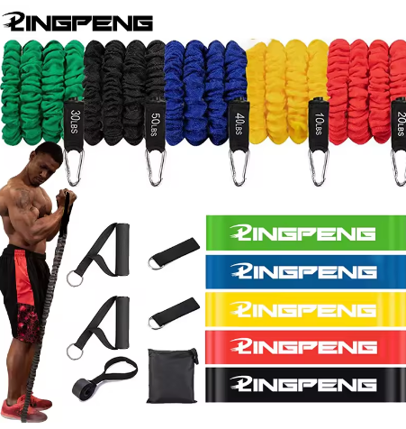 Bande Elastique Musculation Kit, Existe 5 Niveaux Différents de Bande de Resistance Musculation Anti-Casse Jusqu'à 150 lbs, Elastique de Resistance pour Exercices, Entrainement, Sport, Fitness