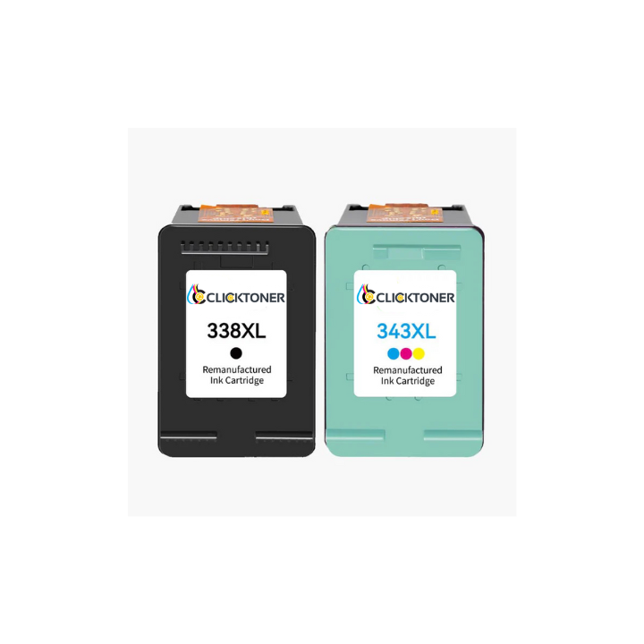 HP 338/343XL Cartouche d'encre compatible (Noir et Couleur )| Recyclée et écologique - Indication niveau d encre - Format XL Cartouche d'encre compatible (Noir et Couleur )| Recyclée et écologique - Indication niveau d encre - Format XL